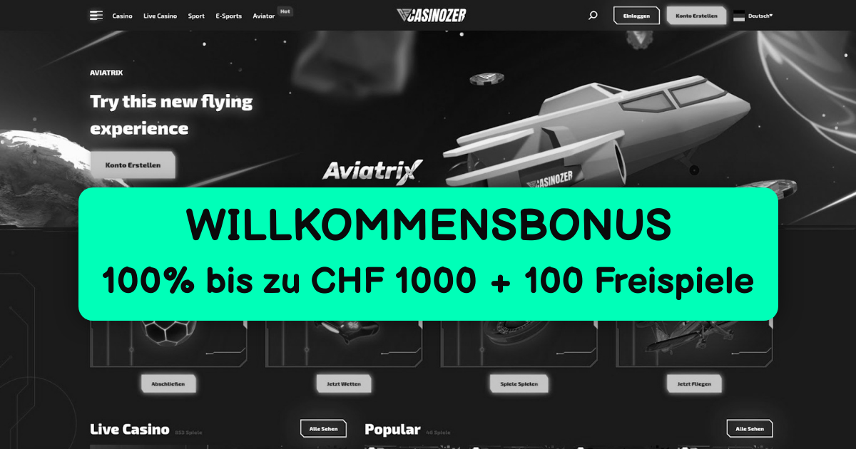 Casinozer Casino - Beste Online Slots Schweiz